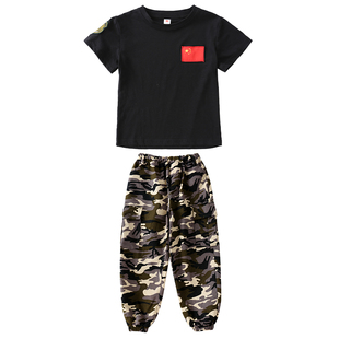 儿童迷彩服纯棉套装男女童新式军训服军装户外当兵特种兵表演出服