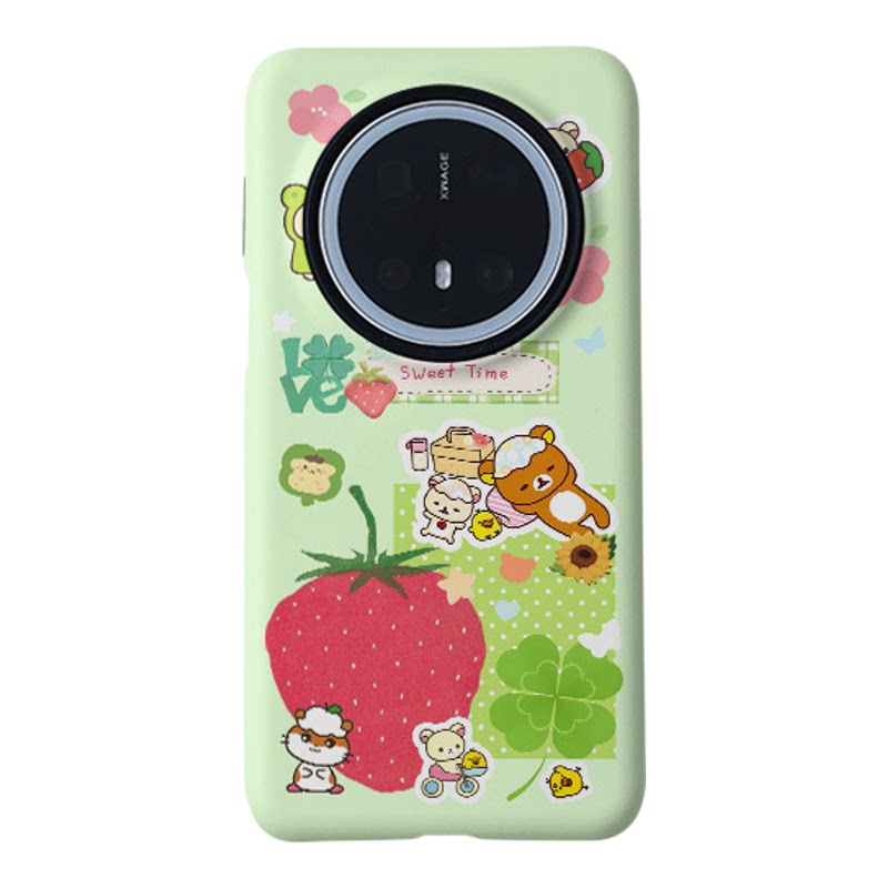ins草莓小熊磁吸菲林二合一适用小米17华为oppox9手机壳vivox300可爱保护套17promax可爱卡通草莓图案软壳16