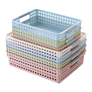 办公室收纳篮夹子桌子塑料收纳筐幼儿园长方形厨房杂物玩具收纳盒