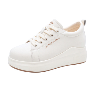 隐形内增高8cm小白鞋女小个子厚底休闲板鞋百搭轻便显脚小增高鞋