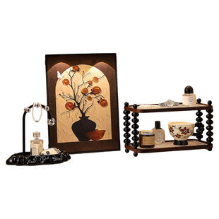 中古风玄关装饰摆件放钥匙收纳进门口法式复古鞋柜软装新中式摆画