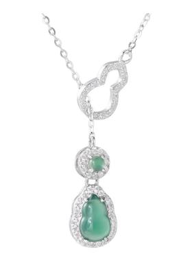 冰种蓝水翡翠葫芦吊坠纯银女款2025新款女生高级感轻奢小众项链