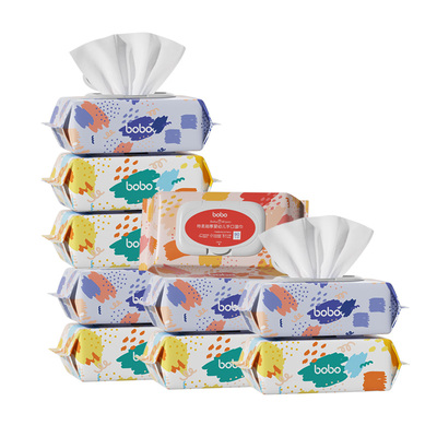 bobo新生婴儿加厚湿纸巾90抽*10包手口专用屁宝宝幼儿童湿巾大包
