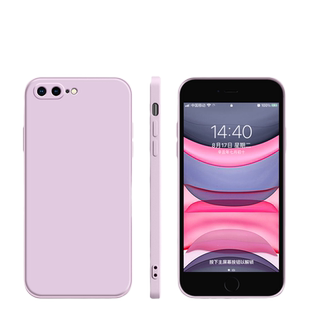 纯色草紫色适用苹果8plus手机壳液态硅胶iPhone6splus男款8保护套7p直边8plus网红女7新款6简约八六七暗夜6sp