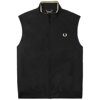 FRED PERRY男士休闲马甲2025冬季新款宽松拉链麦穗刺绣背心J8500