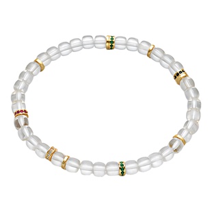 Loop Bless天然白水晶直切串珠手链女款s925纯银新中式设计师手串