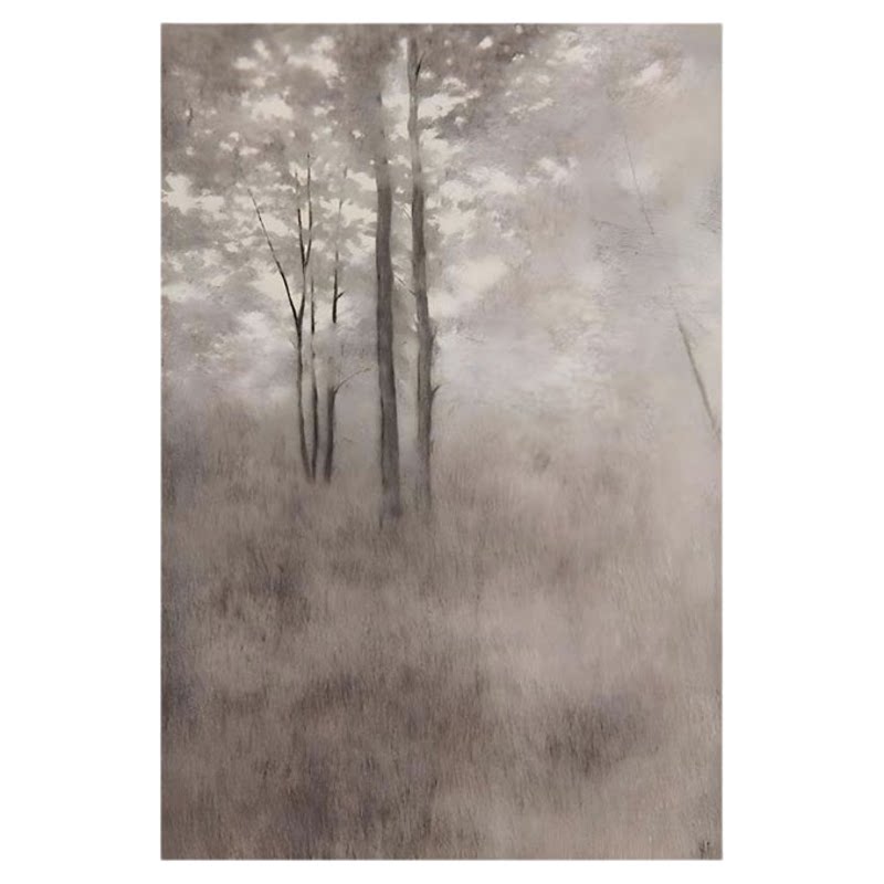 中古风装饰画画芯无框小众抽象艺术迷雾森林海报油画布喷绘定制