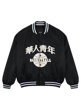 华人青年秋冬新款亮面贴皮外套情侣款棒球夹克立领宽松休闲棉服