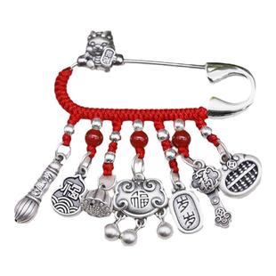 999足银挂件纯银别针生肖龙蛇马婴儿宝宝压惊防吓孕妇平安胎胸针