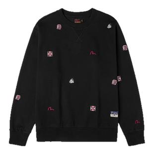 EVISU福神 2025秋男士小海鸥刺绣长袖圆领套头宽松休闲卫衣