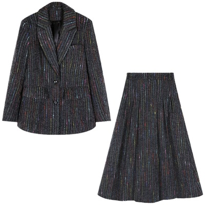 落落狷介灰色西装套装裙女