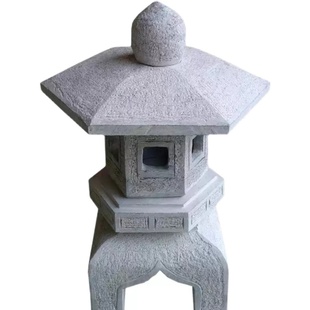 石灯庭院石雕石灯笼日式仿古中式太阳能青石头户外庭院灯造景摆件