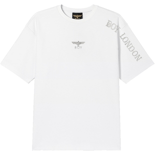 BOYLONDON春夏肌理感立体印花圆领黑白情侣短袖T恤男女同款N01031