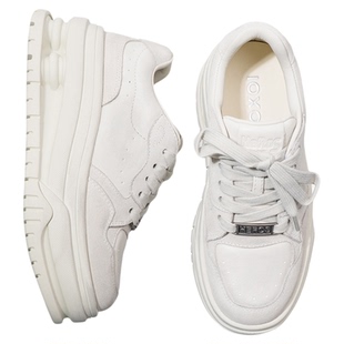 IOXOI厚底板鞋脏脏鞋女小白鞋增高2025秋季新款爆款运动休闲鞋子