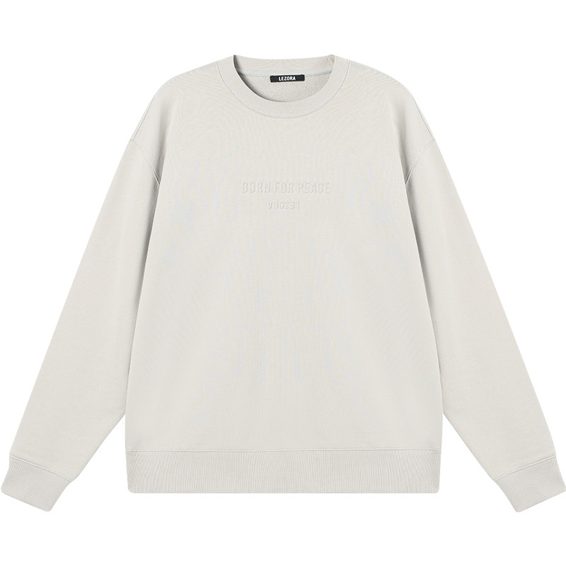 LEZORA 定织巴黎家400g毛圈棉 凸印字母廓形圆领卫衣男