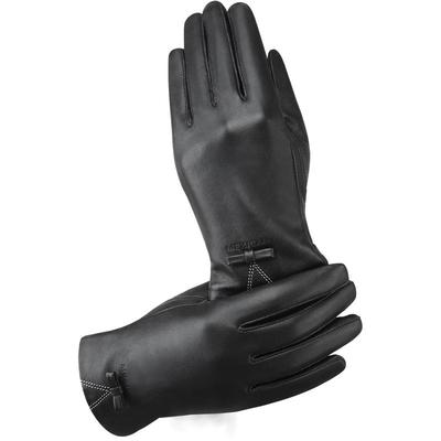 黑色秋冬季骑车防寒女士羊皮手套