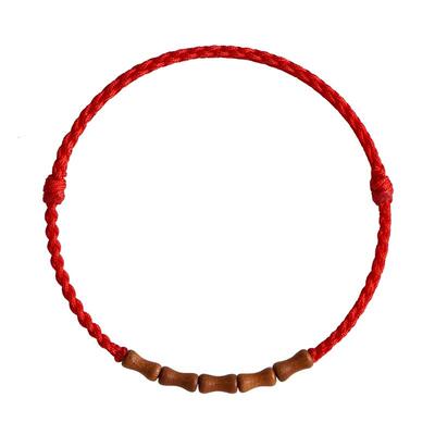 节节高升天然桃木竹节红绳手链脚链男女本命年平安好运上岸手绳