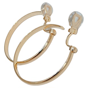 无耳洞素圈光面大圆圈欧美个性耳环2025新款轻奢百搭圆形耳夹耳圈