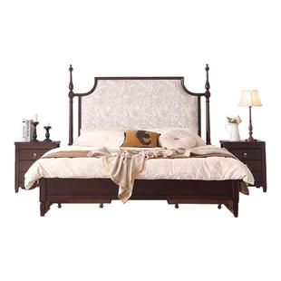 法式复古全实木床中古风胡桃木主卧双人床2米x2米2美式轻奢大床