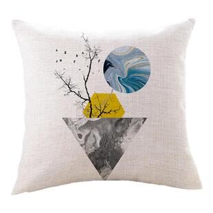 北欧几何抽象抱枕轻奢ins网红沙发靠垫套亚麻卧室床上飘窗靠背枕