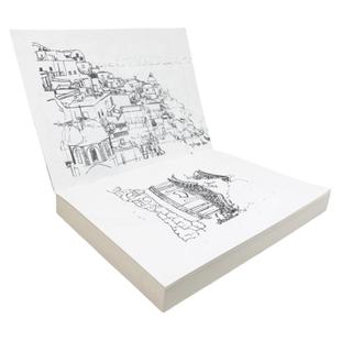 旅行盖章收集本侧翻a5裸脊背素描速写涂鸦a4牛皮可平摊铺开上翻加厚横版蒙肯纸缝线装B5空白手帐绘画笔记本子