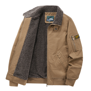春秋新款休闲夹克男士纯棉工装飞行夹克上衣宽松大码复工外套男装