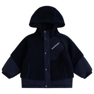 小象汉姆童装男童羊羔绒棉衣儿童加绒加厚棉袄外套2025冬装新款潮