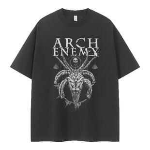 Arch Enemy大敌乐队复古美式街头落肩宽松vtg纯棉圆领摇滚短袖T恤