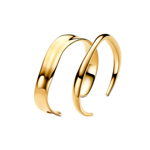 Pandora潘多拉ESSENCE天性宽版开口手镯波纹形状简约礼物