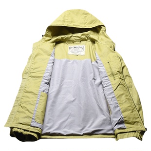 MCS源自万宝路修身抽绳款连帽夹克春季新款百搭简约净色男士外套