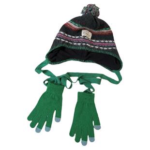 复古费尔岛风护耳毛线帽子女冬季保暖百搭显脸小雷锋帽可拆卸手套