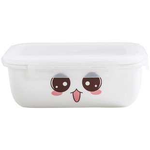 陶瓷分格饭盒可微波炉加热上班族带盖可爱卡通学生密封汤碗便当盒