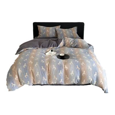 渐变马 | 复古风A类全棉色织双层纱四件套ins风纯棉超柔亲肤床品