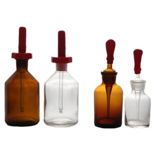 三爱思玻璃滴瓶含吸滴管30 60 125ml配乳胶头小滴管磨砂指示剂存放避光精油试剂化学药品试管吸管实验室仪器