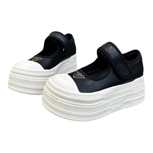 欧货厚底小白鞋女2026新款透气增高休闲鞋魔术贴板鞋百搭浅口单鞋