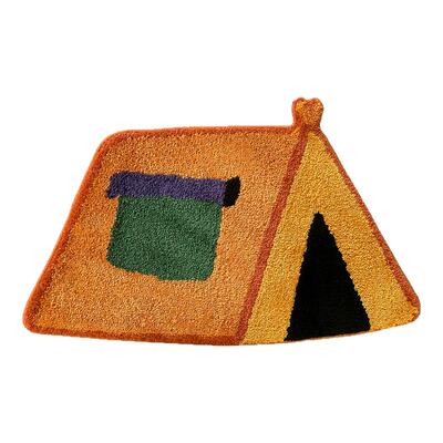 室内露营计划小帐篷地垫卧室床边毯浴室防滑脚垫室内创意植绒地毯