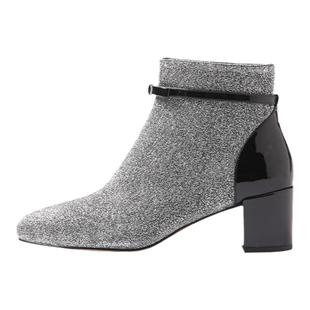 小露娜 S BY STELLA圆头粗跟短靴时尚磨砂欧美风拼接踝靴SS17399