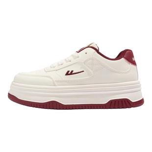 回力厚底板鞋2025秋冬新款加绒女鞋显高休闲鞋复古红拼色小白鞋女