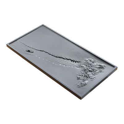 家用乌金石茶盘长方形天然浮雕