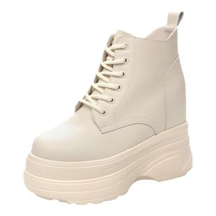 12公分小个子内增高女鞋冬款秋冬厚底马丁靴女冬季加绒坡跟短靴10