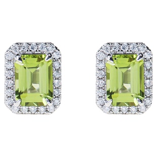 薇拉蒂S925纯银天然橄榄石耳钉女方糖精致小众轻奢气质水晶耳饰