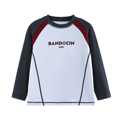 半度闲秋冬原创圆领撞色长袖T恤