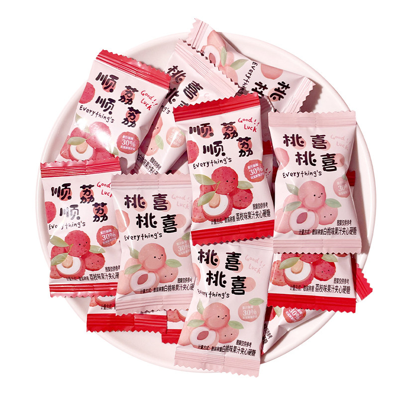 唯口爱果汁白桃夹心硬糖
