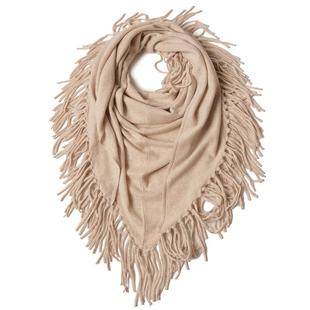 APCSHOP开司米分享 意小众绒尖针织长流苏纯山羊绒三角巾大披肩