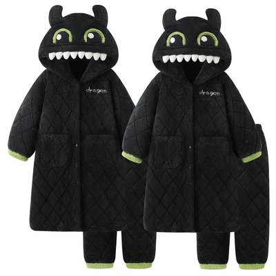 无牙仔情侣睡衣男女款珊瑚绒冬季