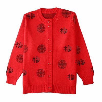 中老年毛衣开衫秋冬厚款