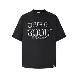 GOODBRAND范世錡同款LOVE珍珠标语男女情侣装短袖T恤