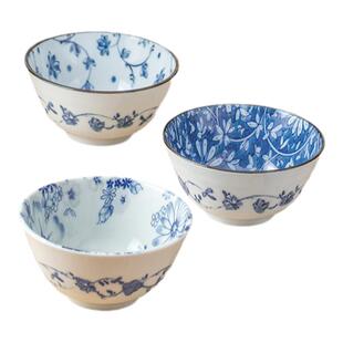 美浓烧日式釉下彩家用陶瓷米饭碗精美浮雕花集餐具高颜值汤碗面碗