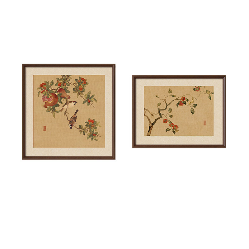 【新中式风】石榴花鸟图卧室挂画
