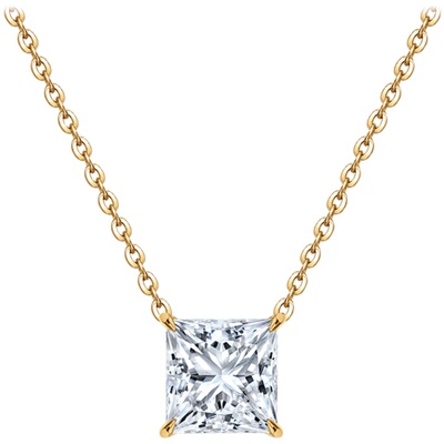 极简爪镶公主方金吊坠定制异形钻